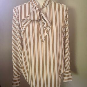 LOFT Yellow Cuffed Sleeve Tie Front Blouse